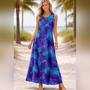 Women's Purple and Blue Maxi Dress